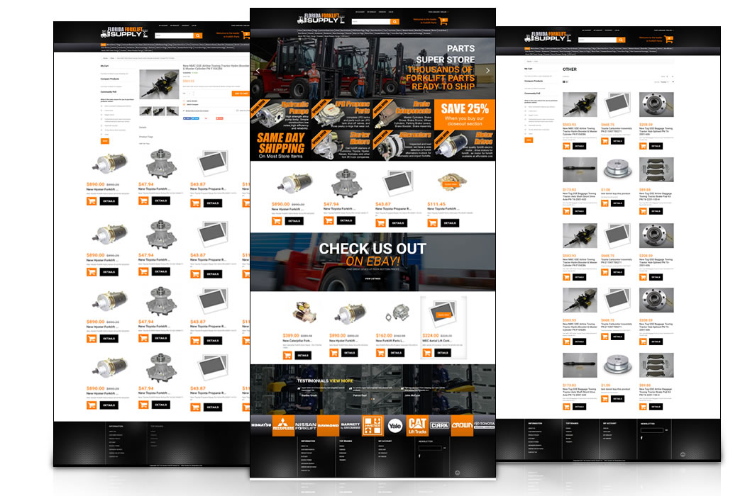 Forklift parts eCommerce website portfolio design by Geografixx